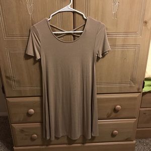 tan strappy t shirt dress